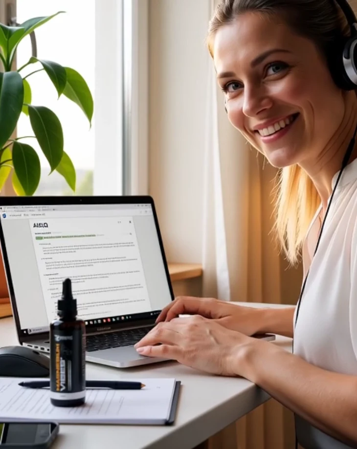 Your questions – answered with a smile Friendly Rgenic customer support woman smiling and ready to help with your questions